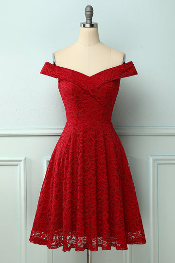 Robe Rouge en Dentelle sans Manches